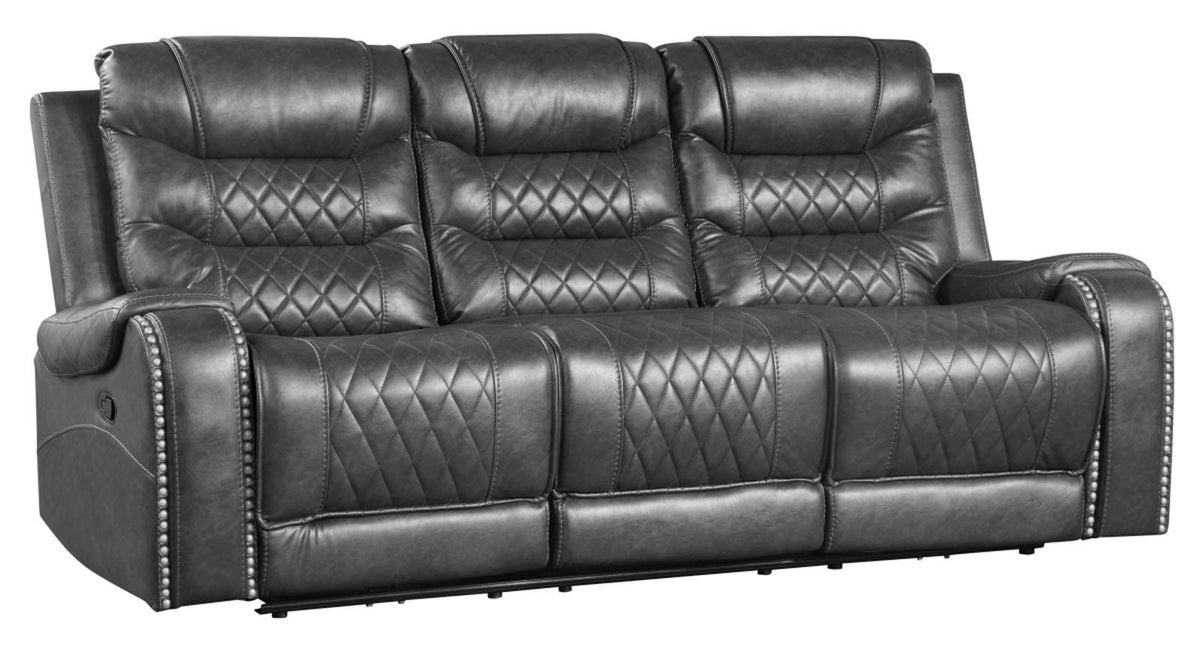 Homelegance Furniture Putnam Double Reclining Sofa with Drop-Down in Gray 9405GY-3 - Sofa - Half Price Furniture
