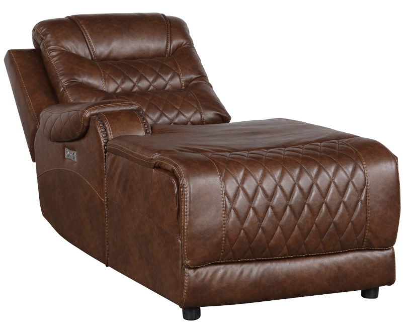 Homelegance Furniture Putnam Power Left Side Reclining Chaise with USB Port in Brown 9405BR-LCPW - Chaise - Half Price Furniture