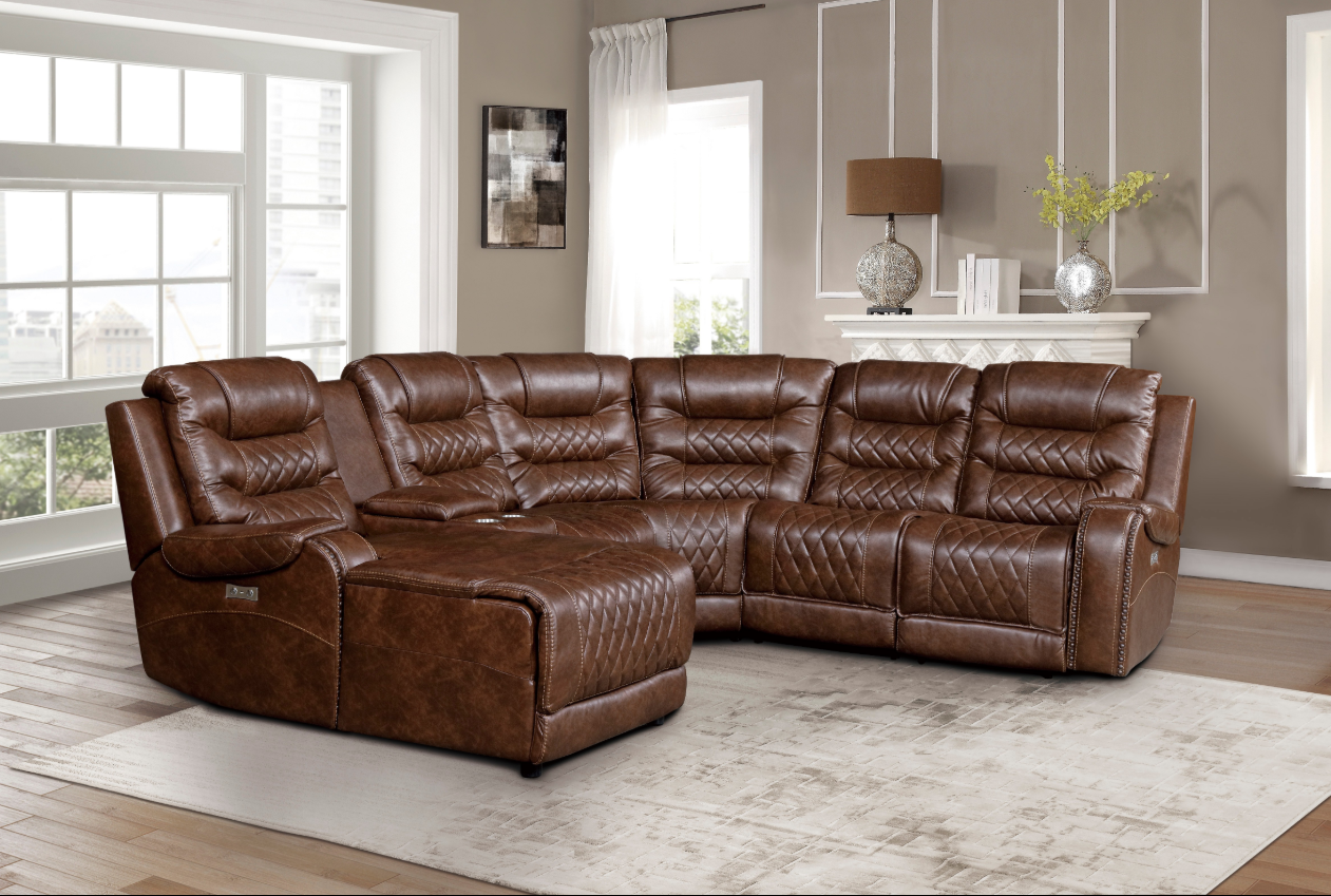 Homelegance Furniture Putnam Power Left Side Reclining Chaise with USB Port in Brown 9405BR-LCPW - Chaise - Half Price Furniture