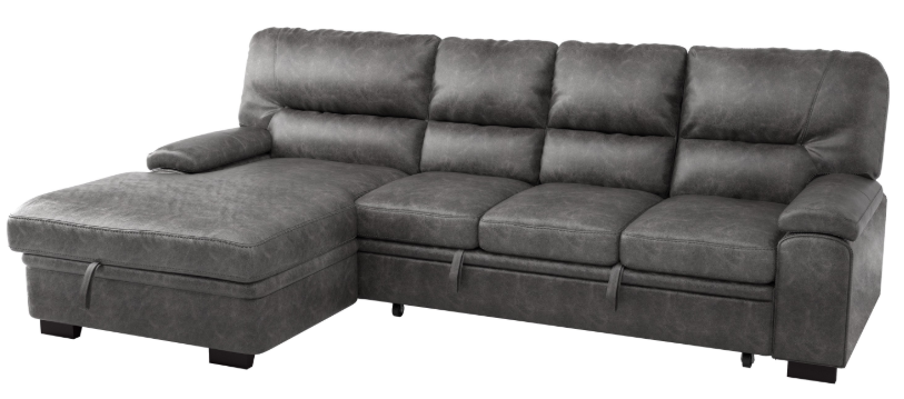 Homelegance Furniture Michigan Sectional with Pull Out Bed and Left Chaise in Dark Gray 9407DG*2LC3R - Sectional - Half Price Furniture
