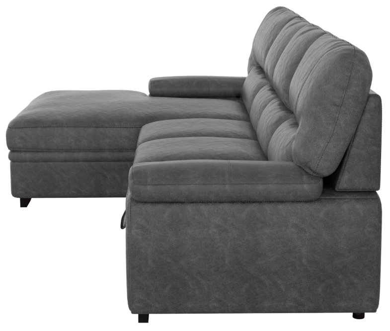 Homelegance Furniture Michigan Sectional with Pull Out Bed and Left Chaise in Dark Gray 9407DG*2LC3R - Sectional - Half Price Furniture