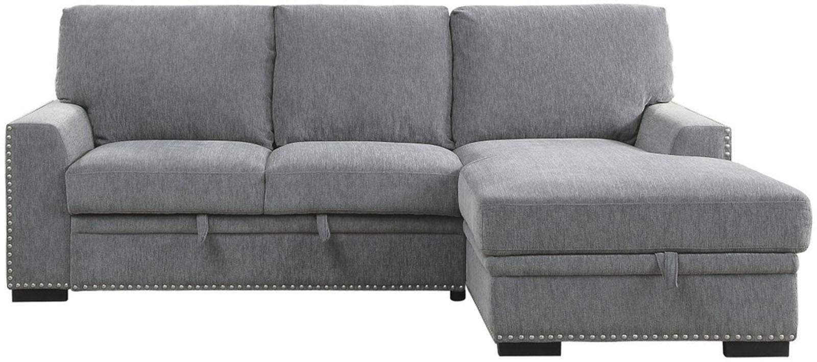 Homelegance Furniture Morelia 2pc Sectional with Pull Out Bed and Right Chaise in Dark Gray 9468DG*2RC2L - Sectional - Half Price Furniture