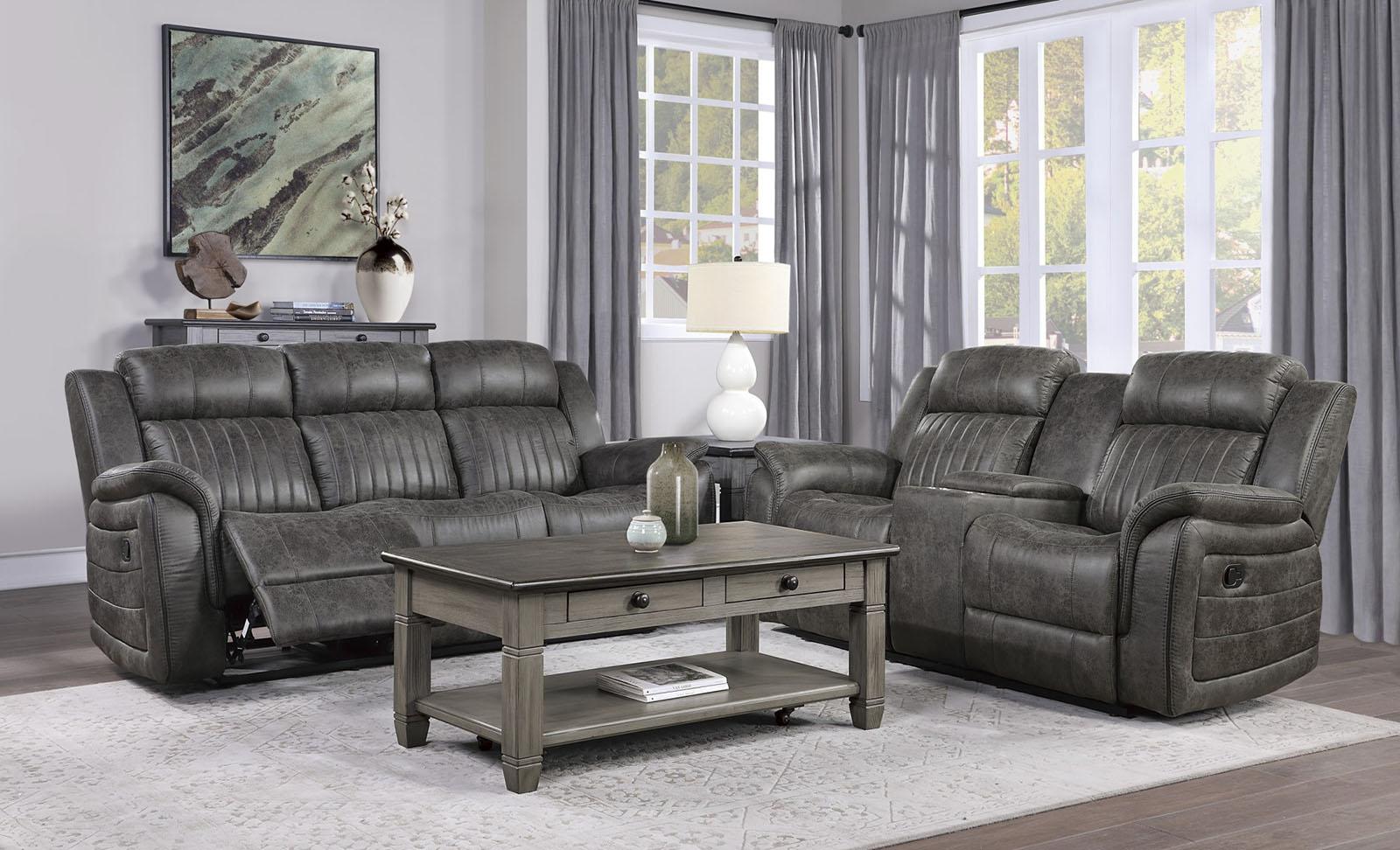 Homelegance Furniture Centeroak Double Reclining Sofa in Gray 9479BRG-3 - Sofa - Half Price Furniture