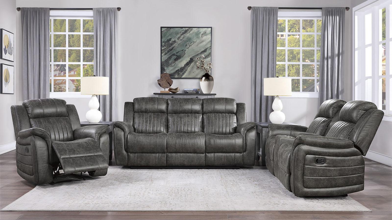 Homelegance Furniture Centeroak Double Reclining Sofa in Gray 9479BRG-3 - Sofa - Half Price Furniture