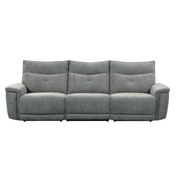 Homelegance Furniture Tesoro Power Double Reclining Sofa w/ Power Headrests in Dark Gray 9509DG-3PWH* Half Price Furniture