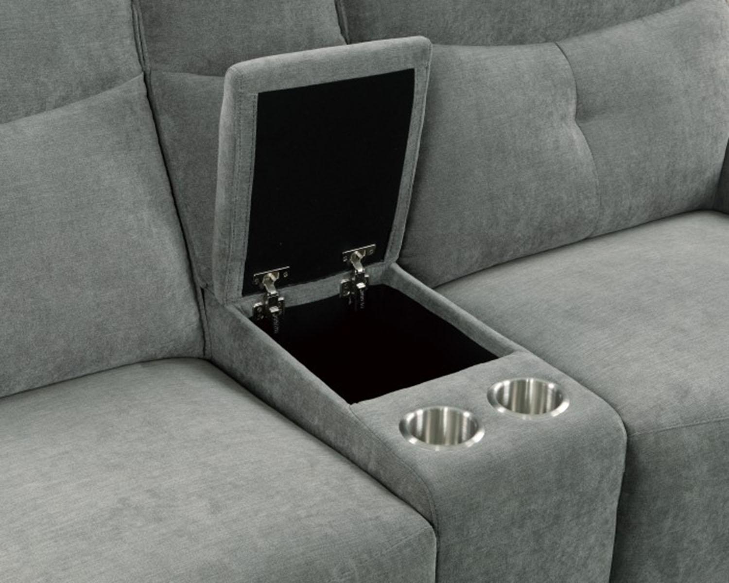 Homelegance Furniture Tesoro Power Double Reclining Loveseat in Dark Gray 9509DG-2CNPWH* - Loveseat - Half Price Furniture