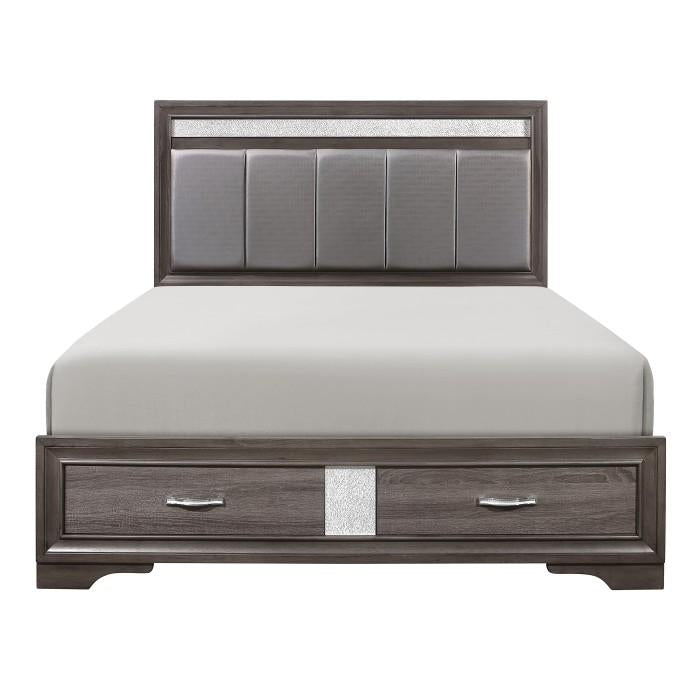 Luster (3) Queen Platform Bed with Footboard Storage Half Price Furniture