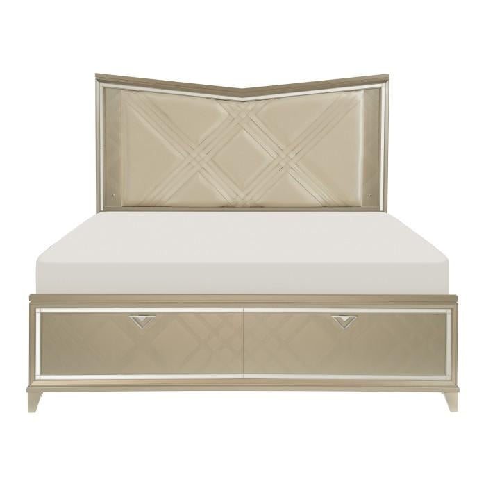 Bijou (3) Queen Platform Bed with LED Lighting and Footboard Storage Half Price Furniture
