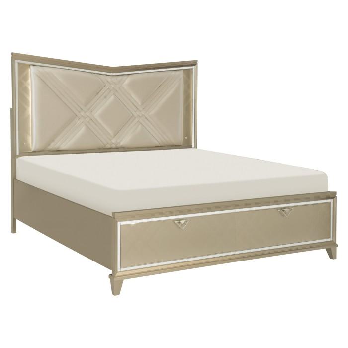 Bijou (3) Queen Platform Bed with LED Lighting and Footboard Storage - Lighting - Half Price Furniture