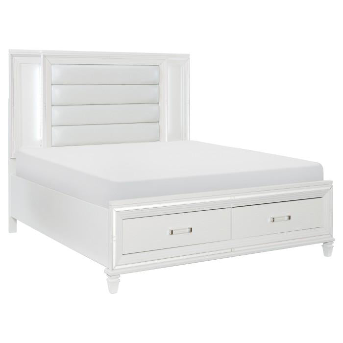 Tamsin (3) California King Platform Bed with LED Lighting and Footboard Storage Half Price Furniture