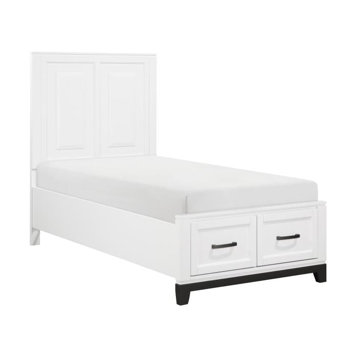 1450WHT-1*-Youth (3) Twin Platform Bed with Footboard Storage - Storage - Half Price Furniture