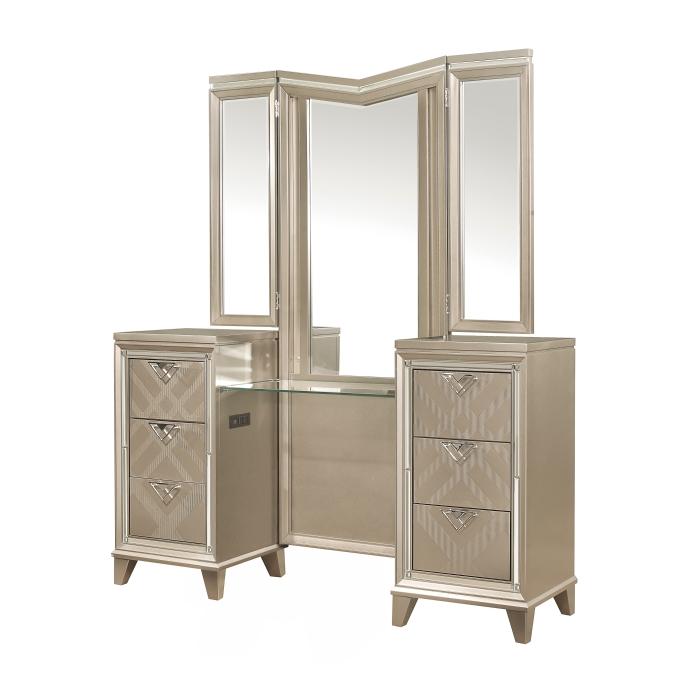 Bijou (3) Vanity Dresser with Mirror and LED Lighting - Mirror - Half Price Furniture