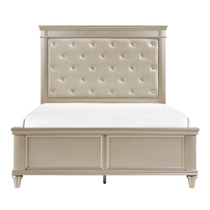 Homelegance Celandine King Panel Bed in Pearl/Silver 1928K-1EK* Half Price Furniture