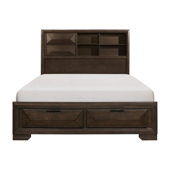 Homelegance Chesky King Bookcase Bed with Footboard Storage in Warm Espresso 1753K-1EK* Half Price Furniture