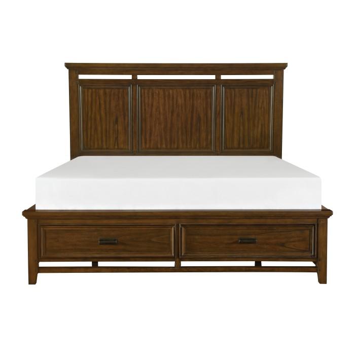 Homelegance Frazier Queen Upholstered Storage Platform Bed in Dark Cherry 1649-1* Half Price Furniture