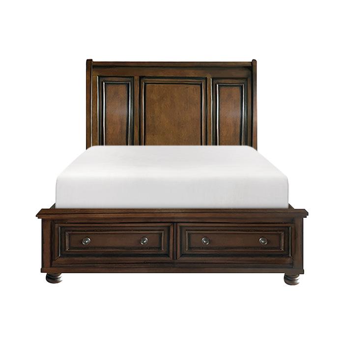 Homelegance Cumberland Full Sleigh Platform Bed with Footboard Storage in Brown Cherry 2159F-1* Half Price Furniture