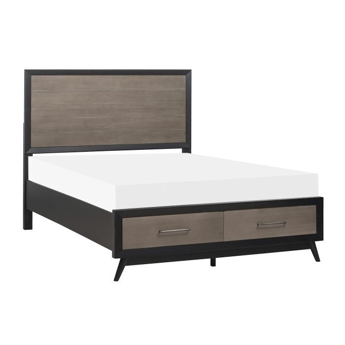 Raku (3)California King Platform Bed with Footboard Storage Half Price Furniture