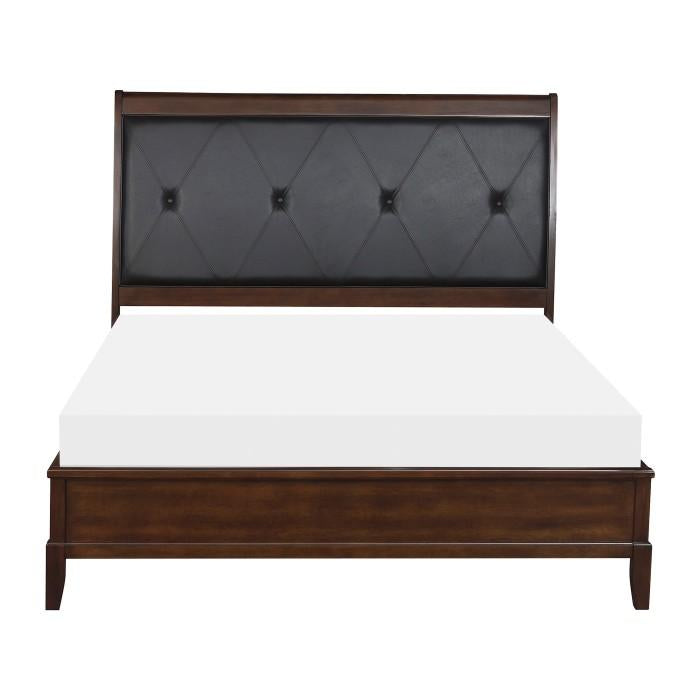 Homelegance Cotterill Queen Upholstered Sleigh Bed in Cherry 1730-1 Half Price Furniture