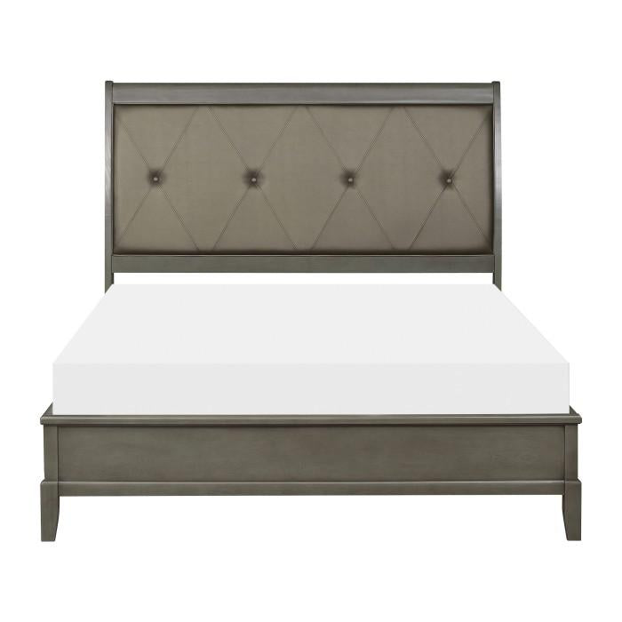 Homelegance Cotterill Queen Upholstered Sleigh Bed in Gray 1730GY-1 Half Price Furniture