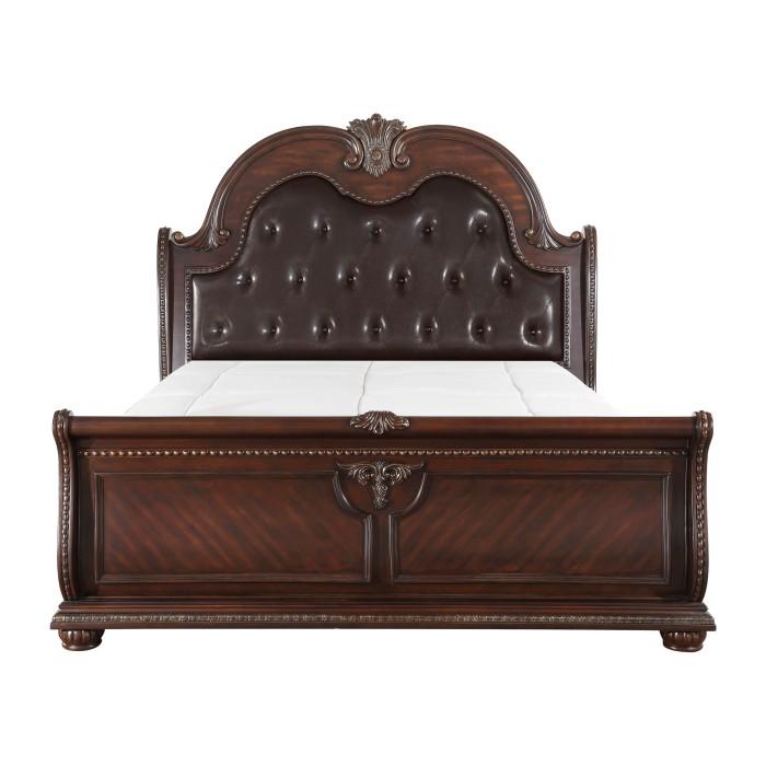 Homelegance Cavalier Queen Sleigh Bed in Dark Cherry 1757-1* Half Price Furniture