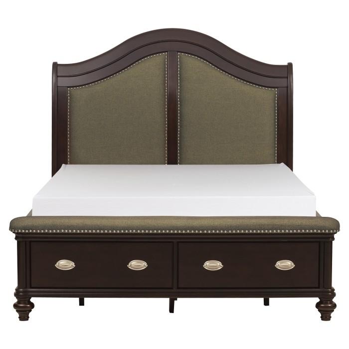 Homelegance Marston Queen Sleigh Storage Bed in Dark Cherry 2615DC-1 Half Price Furniture