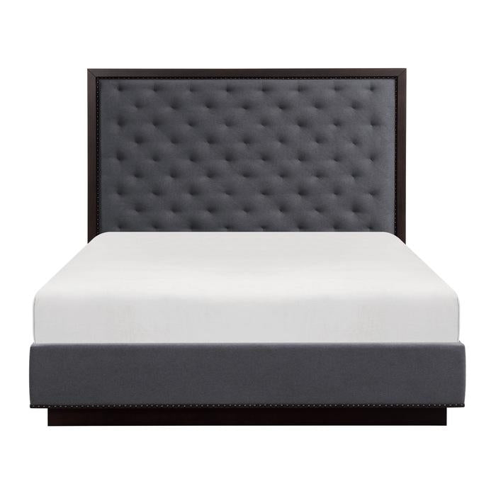Homelegance Larchmont King Upholstered Platform Bed in Charcoal 5424K-1EK* Half Price Furniture