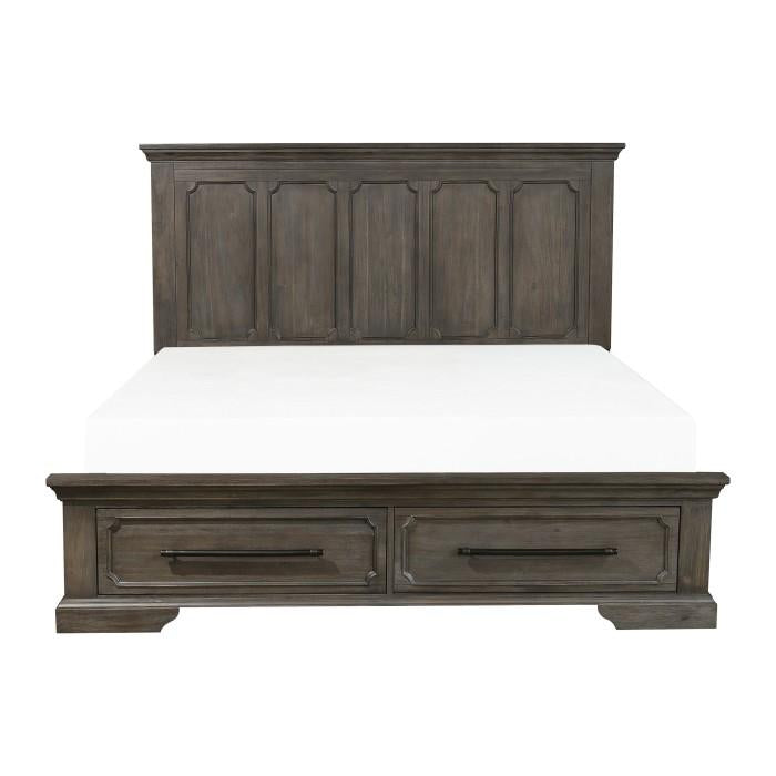 Homelegance Taulon King Platform Bed with Footboard Storage in Dark Oak 5438K-1EK* Half Price Furniture