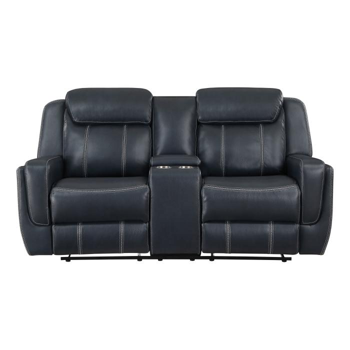 8516BU-2 - Double Reclining Love Seat with Center Console, Receptacles and USB Ports Half Price Furniture