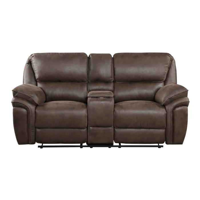 8517BRW-2 - Double Reclining Love Seat with Center Console Half Price Furniture