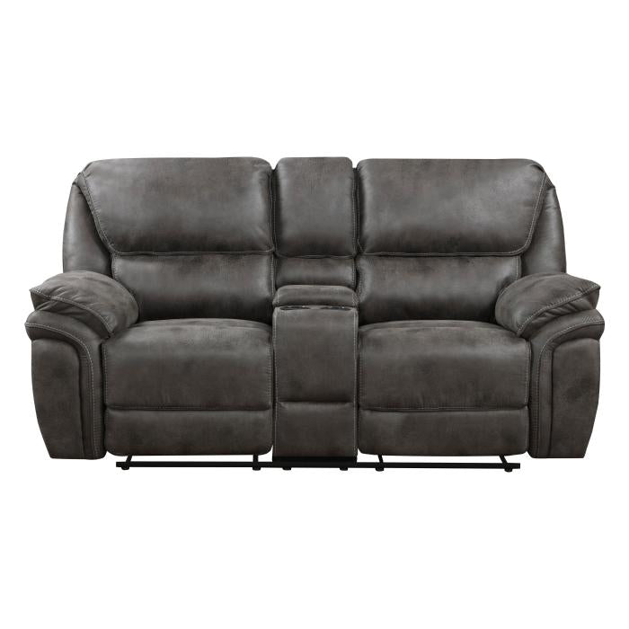 8517GRY-2 - Double Reclining Love Seat with Center Console Half Price Furniture