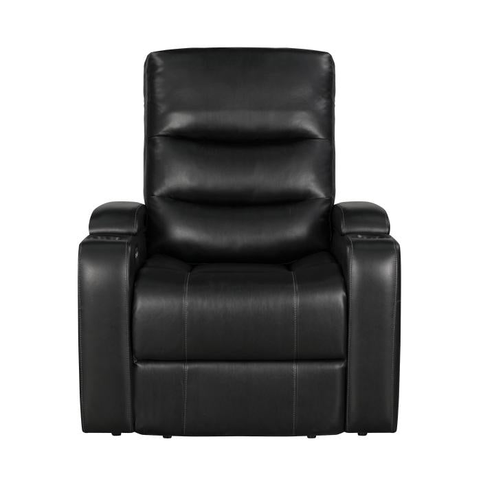 8559BLK-1PWH Power Reclining Chair with Power Headrest, Receptacle,