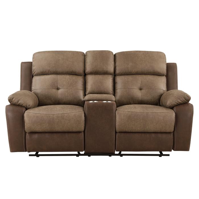 8599BR-2 - Double Glider Reclining Love Seat with Center Console Half Price Furniture