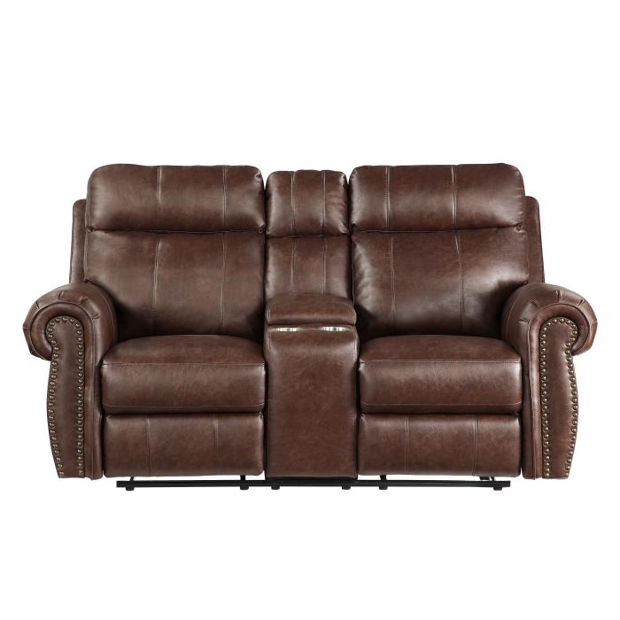 9488BR-2 - Double Reclining Love Seat with Center Console Half Price Furniture