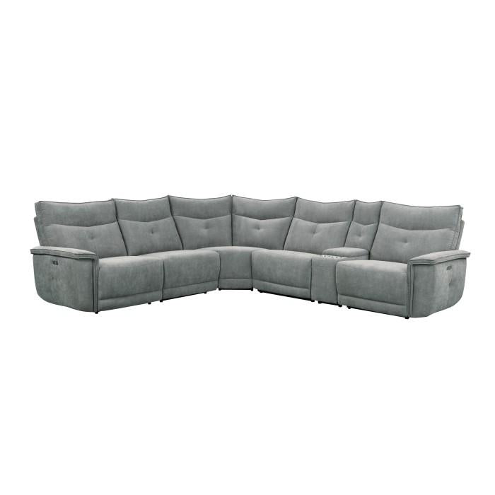 9509DG*6LRRRPWH - (6)6-Piece Modular Power Reclining Sectional with Power Headrests and USB Ports Half Price Furniture