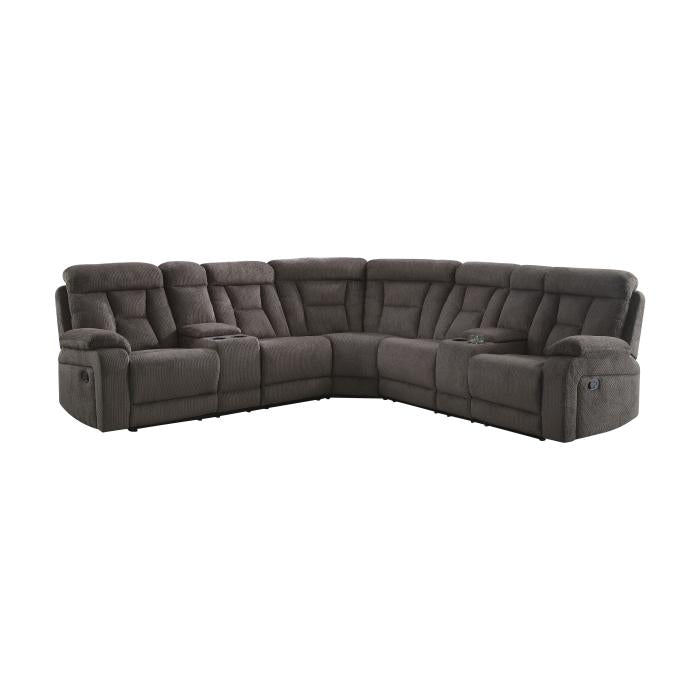 9914*SC - (3)3-Piece Reclining Sectional with 2 Consoles Half Price Furniture