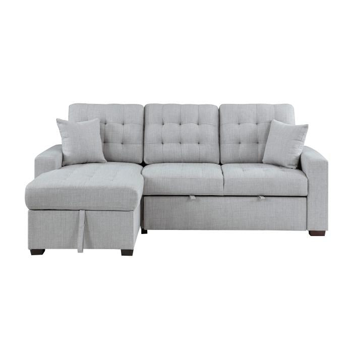 9916GY*2LCRL - (2)2-Piece Sectional with Pull-out Bed and Left Chaise with Hidden Storage Half Price Furniture