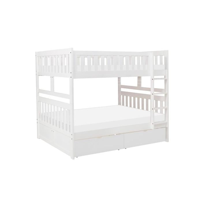 B2053FFW-1*T - (4) Full/Full Bunk Bed with Storage Boxes Half Price Furniture