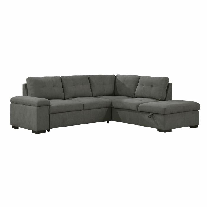 9390DG*22LRC - (2)2-Piece Sectional with Pull-out Bed and Right Chaise with Storage Ottoman Half Price Furniture