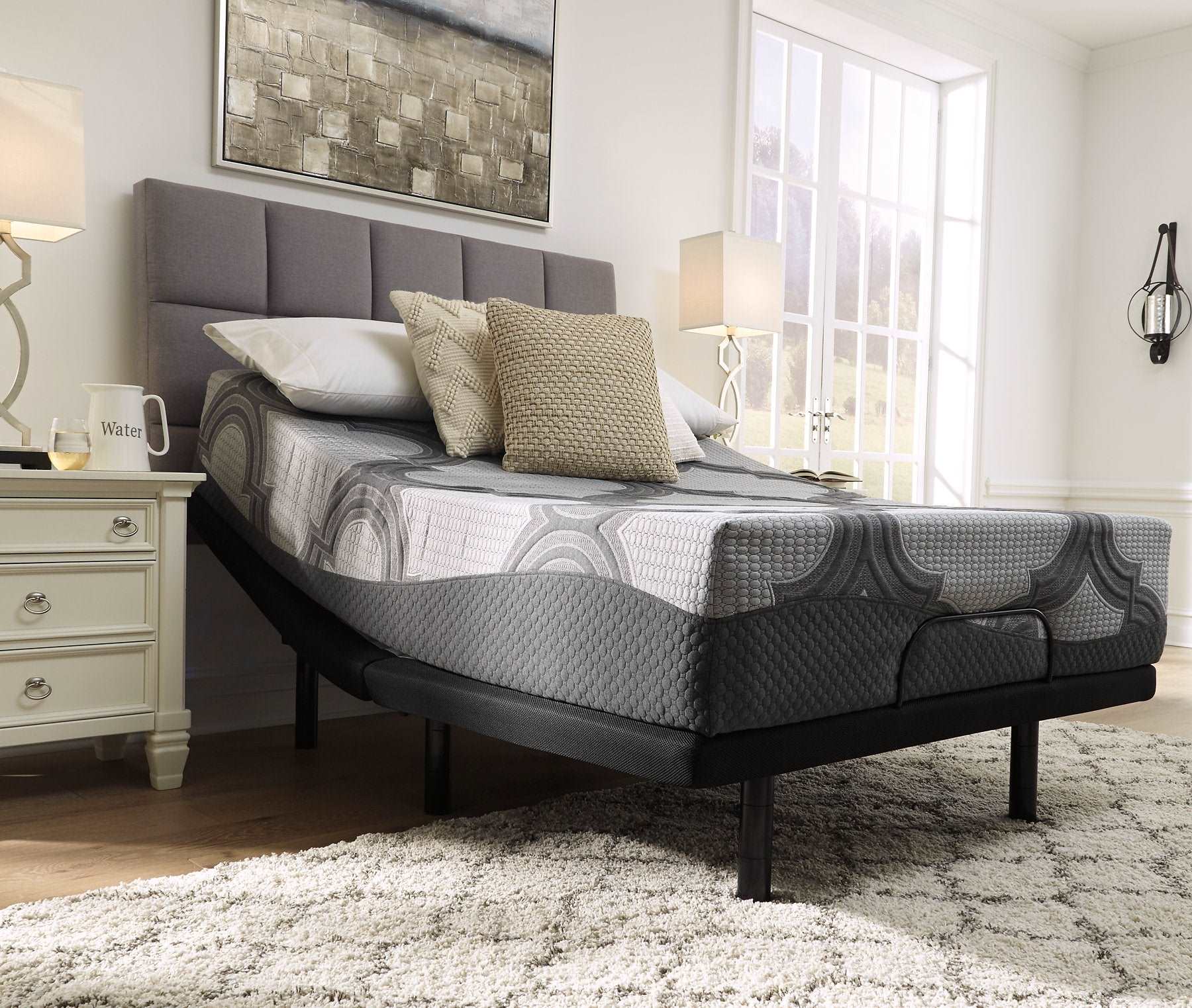 12 Inch Ashley Hybrid King Adjustable Base and Mattress Half Price Furniture