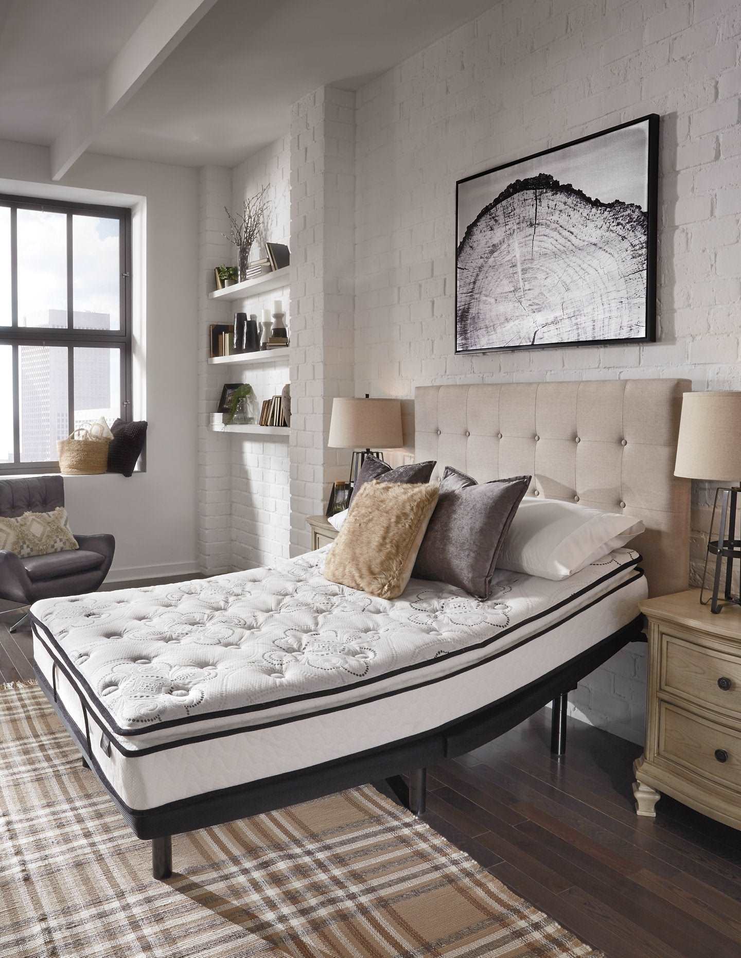 12 Inch Ashley Hybrid King Adjustable Base and Mattress Half Price Furniture