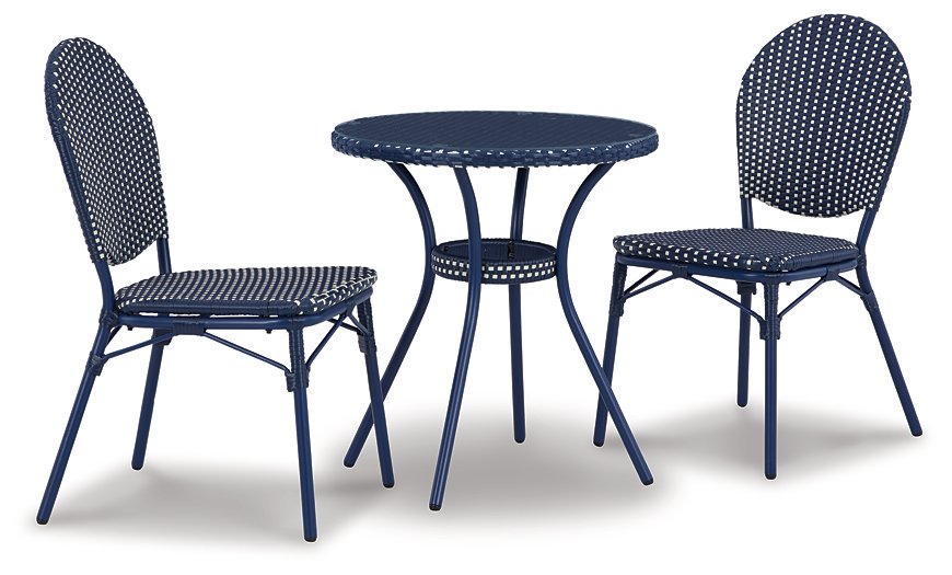 Odyssey Blue Outdoor Table and Chairs (Set of 3)  Las Vegas Furniture Stores