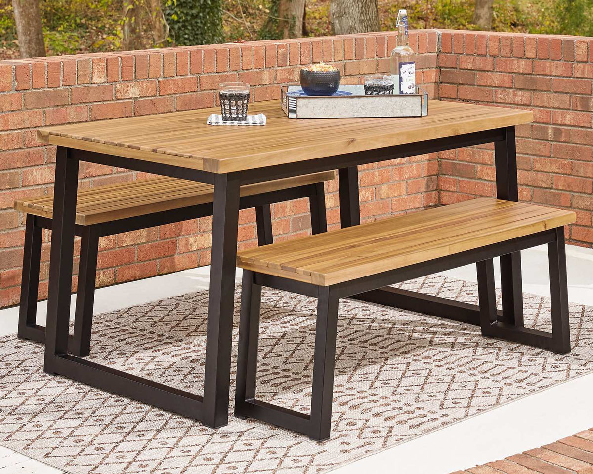 Town Wood Outdoor Dining Table Set (Set of 3) Half Price Furniture