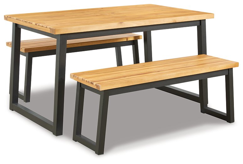 Town Wood Outdoor Dining Table Set (Set of 3) Half Price Furniture