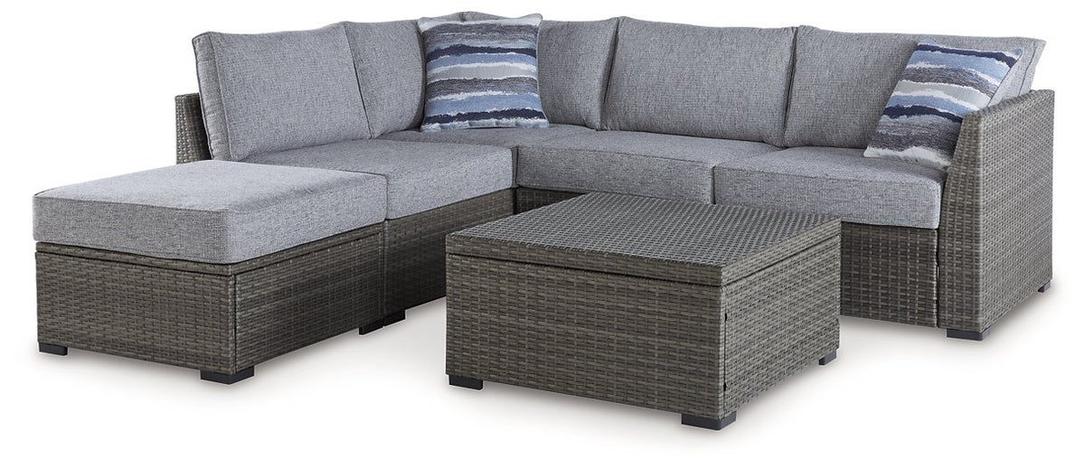 Petal Road Outdoor Loveseat Sectional/Ottoman/Table Set (Set of 4)  Half Price Furniture