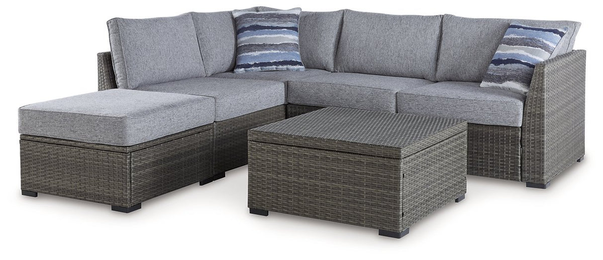 Petal Road Outdoor Loveseat Sectional/Ottoman/Table Set (Set of 4) Half Price Furniture