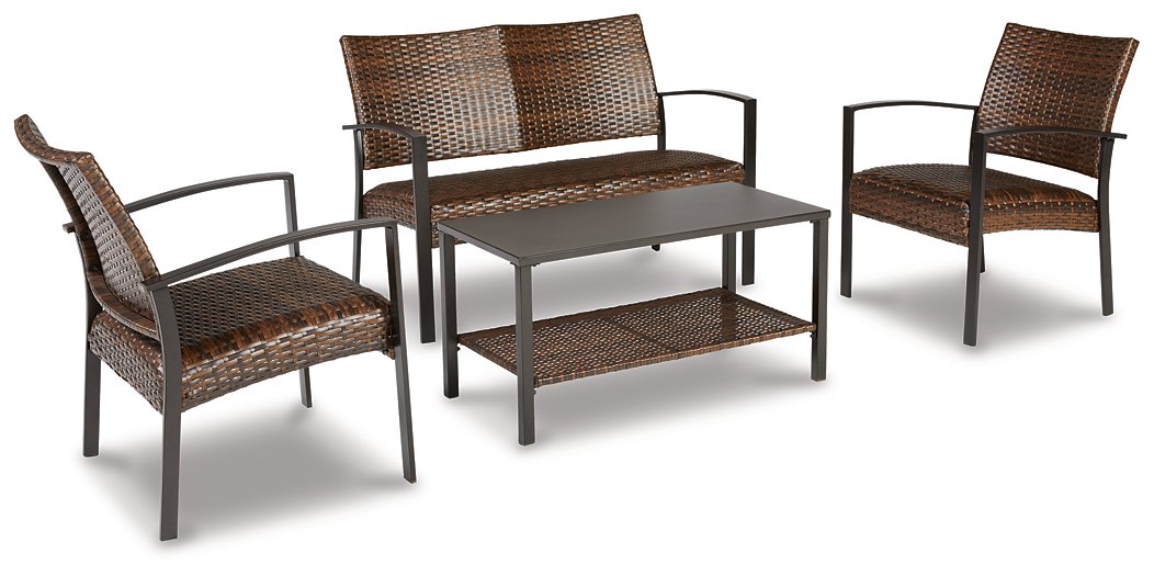 Zariyah Outdoor Love/Chairs/Table Set (Set of 4)  Las Vegas Furniture Stores
