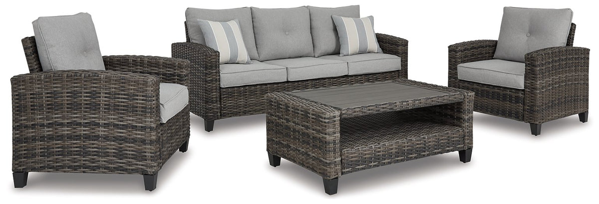 Cloverbrooke 4-Piece Outdoor Conversation Set Half Price Furniture