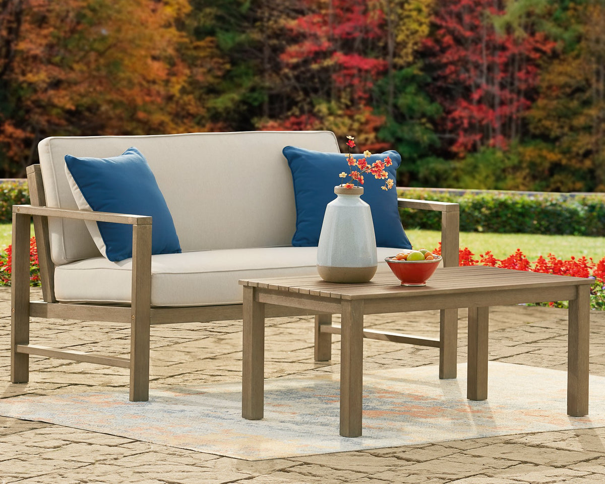 Fynnegan Outdoor Loveseat with Table (Set of 2)  Half Price Furniture