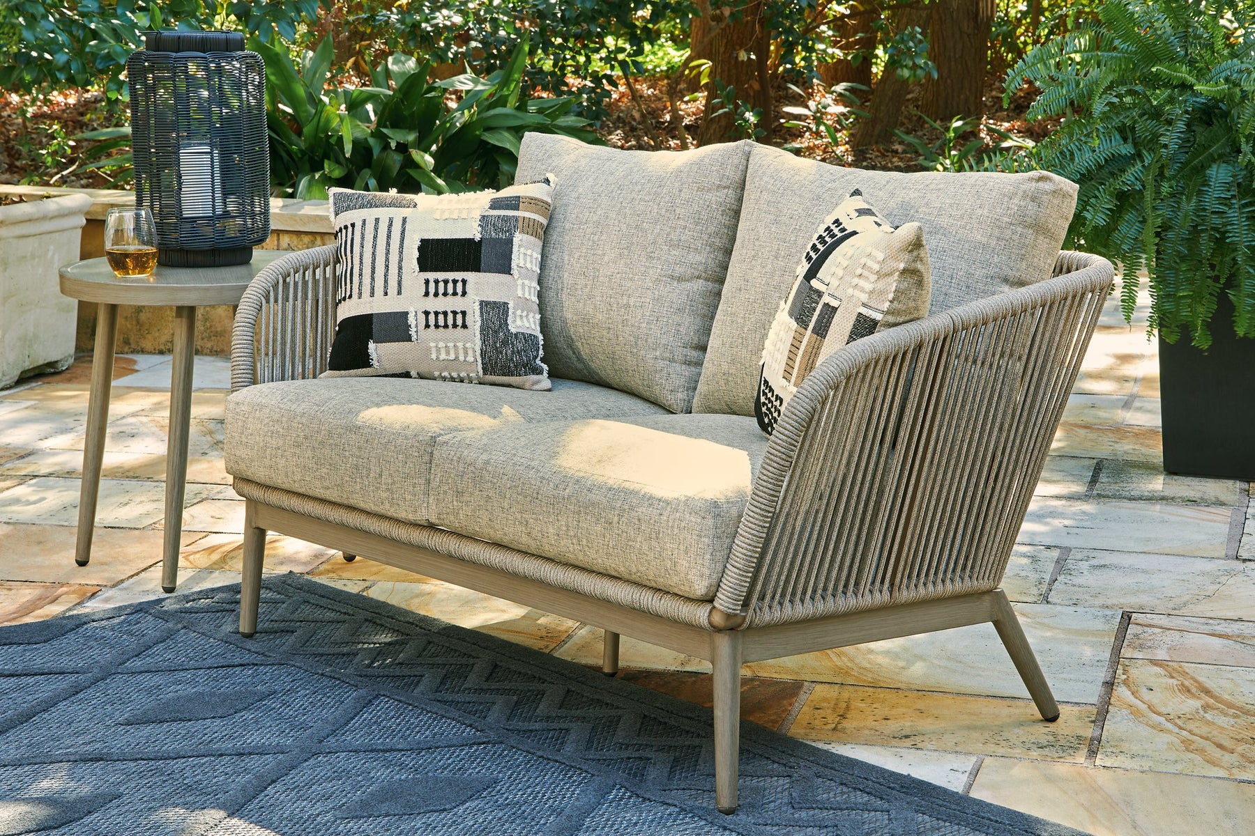 Swiss Valley Outdoor Loveseat with Cushion - Half Price Furniture