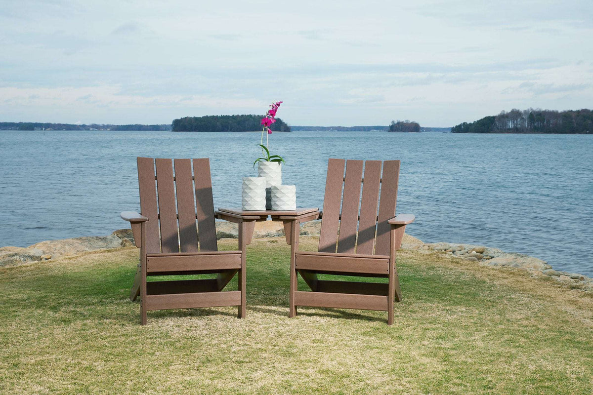 Emmeline 2 Adirondack Chairs with Tete-A-Tete Table Connector - Outdoor Seating Set - Half Price Furniture